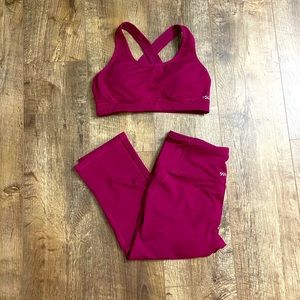 DSG Medium Raspberry Crisscross Sports Bra & Capri Legging Set
